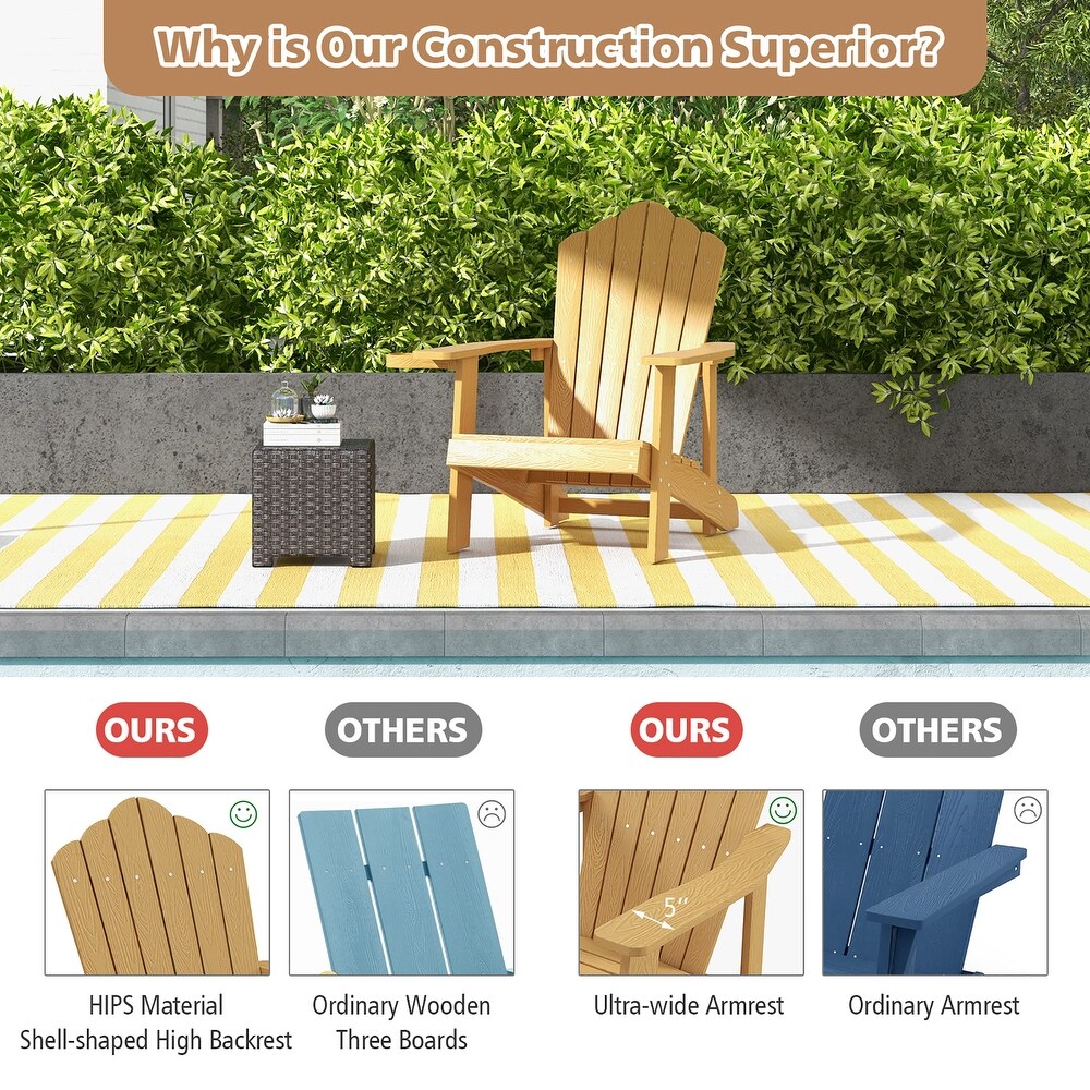 Gymax Patio HIPS Outdoor Weather Resistant Slatted Chair Adirondack