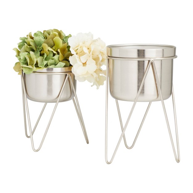 Cosmoliving By Cosmopolitan 2pc Modern Iron Planter Pots