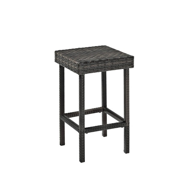 Palm Harbor Outdoor Wicker Counter Stools 2pk Uv resistant Weathered Gray Steel Frame Crosley