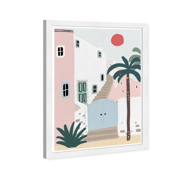 X 21 quot Pastel Mediterranean Boho City Framed Wall Art Print Pink Wynwood Studio