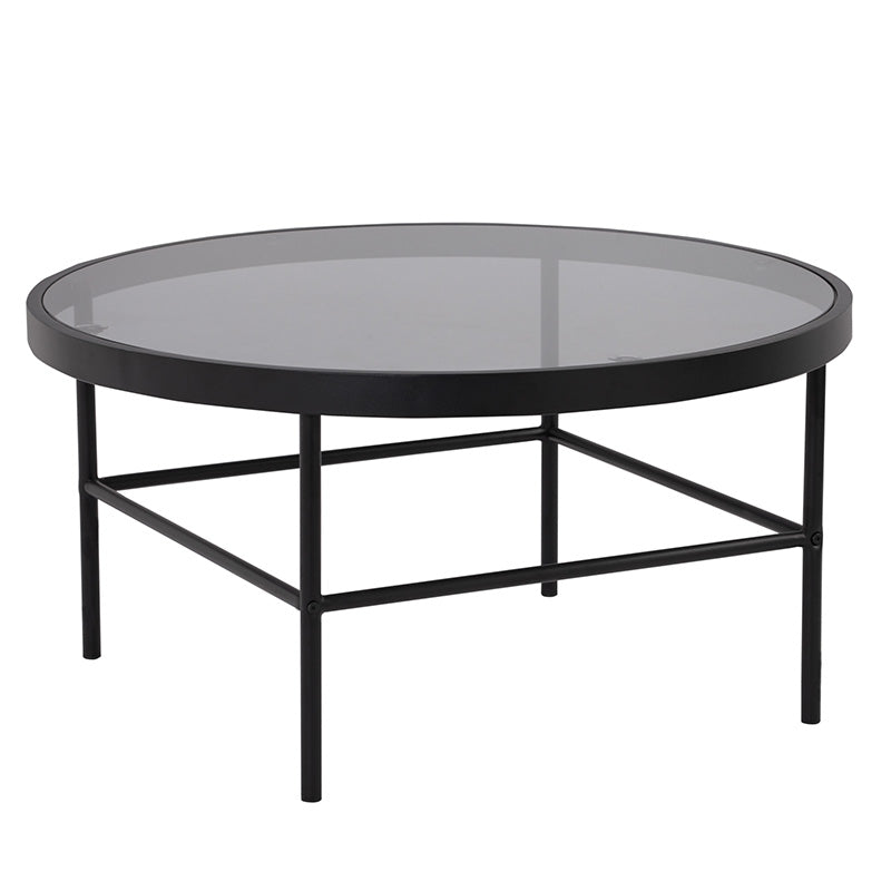 CASHEL Round Coffee Table 80cm - Smoke & Black