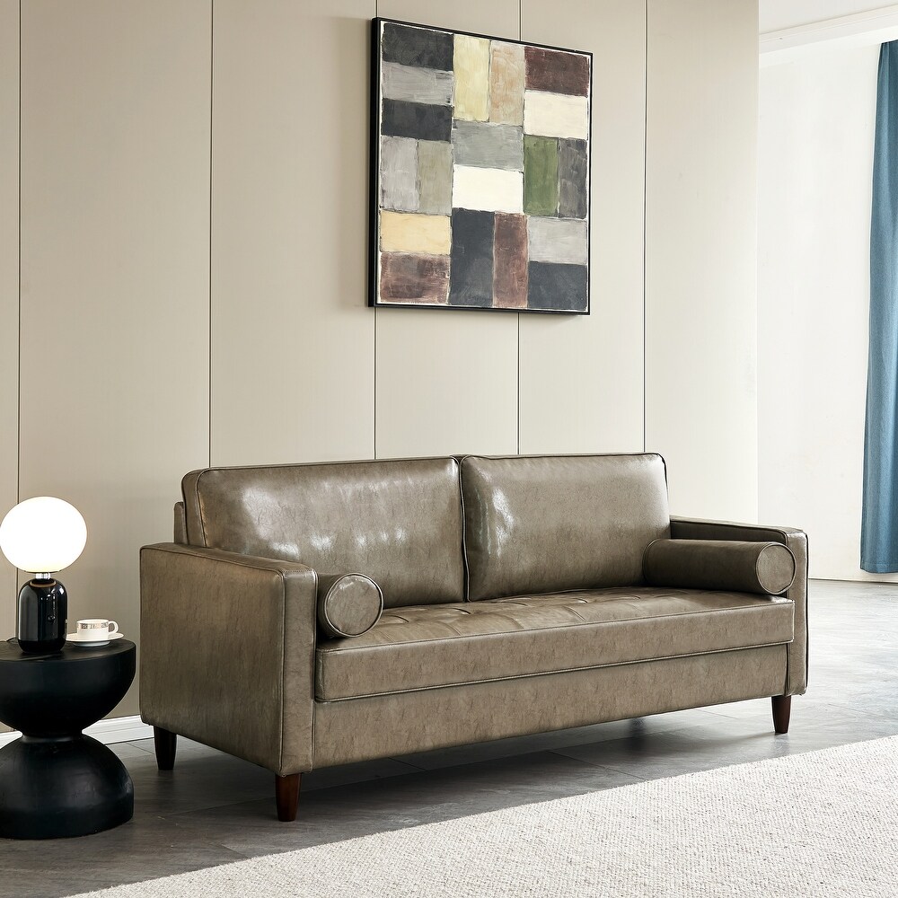 Modern Faux Leather Sofa with Hidden Storage Couch for Living Room