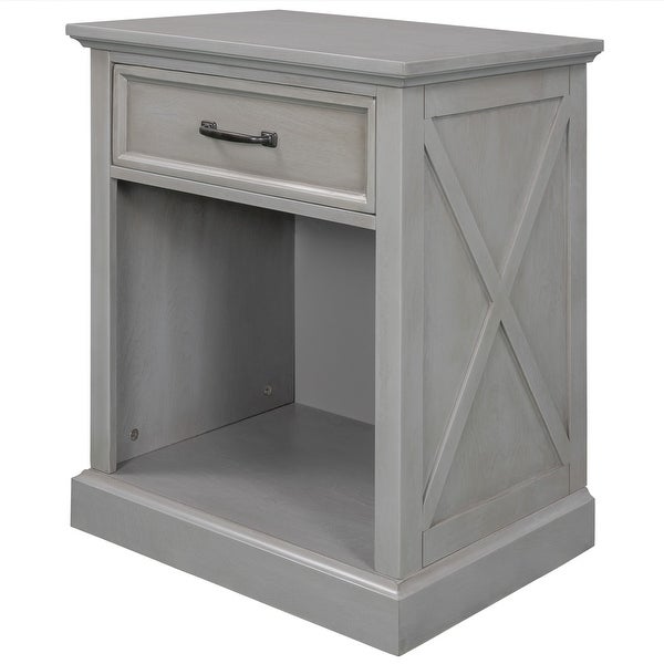 Nightstand End Table with Drawers Storage for Living Room/Bedroom - - 36111506