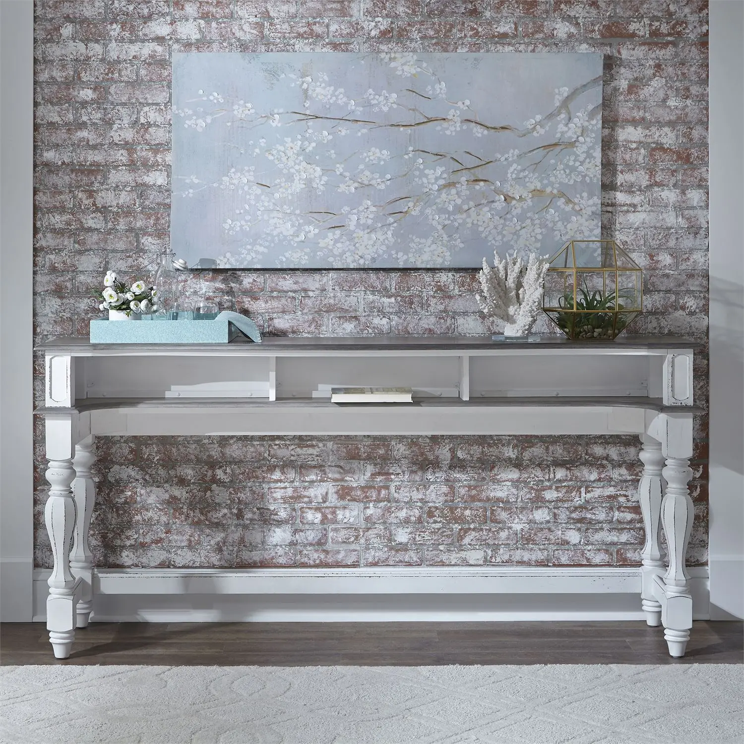 Magnolia Manor Antique White Console Bar Table