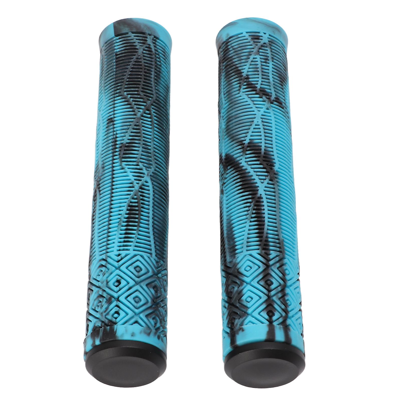 Mtb Bicycle Grip 22.2mm Tpe Rubber Handlebar Cover Soft Antislip Handle Grip With Lock Bar Endblue Black