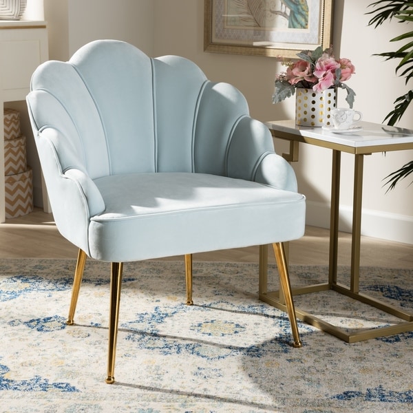 Silver Orchid Cogan Upholstered Seashell Shaped Accent Chair