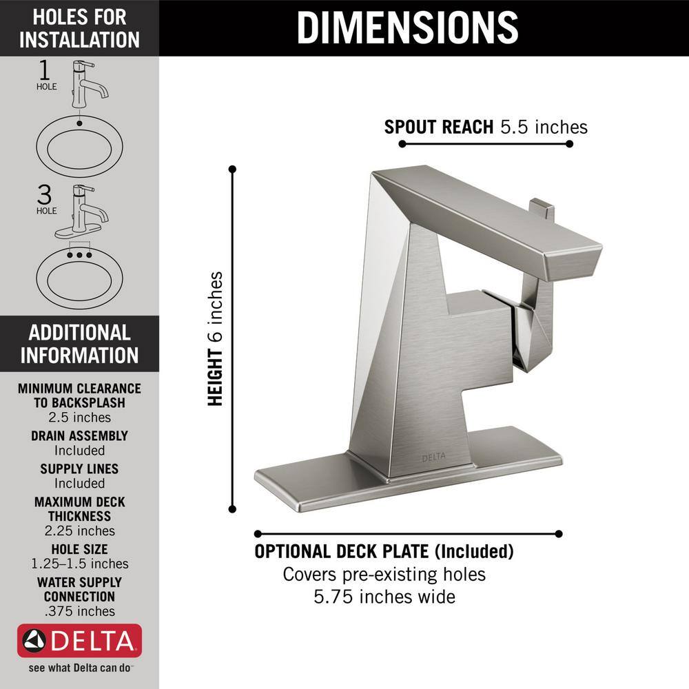 Delta Trillian Single Handle Single Hole Bathroom Faucet with Metal Pop-Up Assembly in Lumicoat Stainless 543-SS-PR-MPU-DST