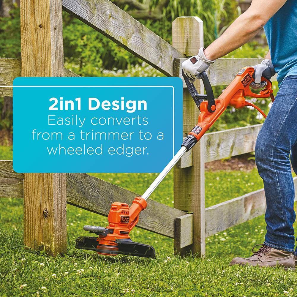 BLACK+DECKER 14 in. 6.5 Amp Corded Electric Single Line 2-In-1 String Trimmer  Lawn Edger with Automatic Feed BESTA510