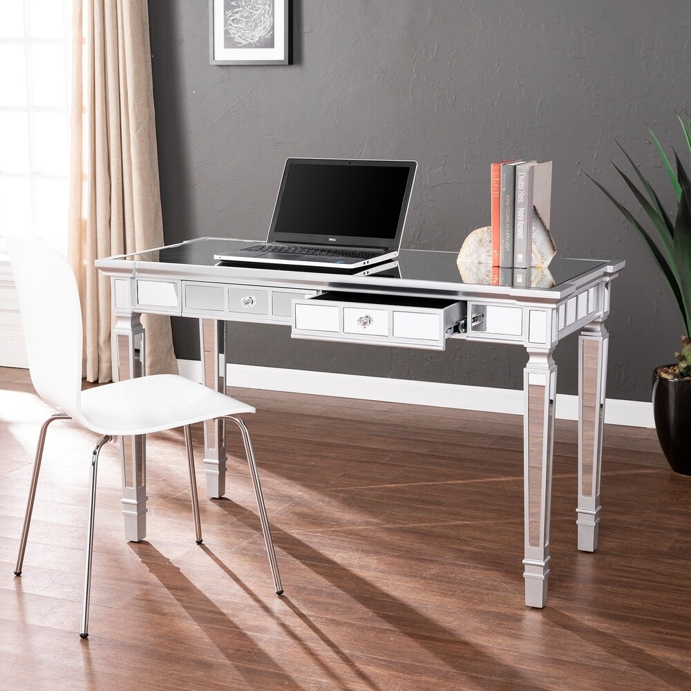 SEI Furniture Galian Glam Mirrored Writing Desk w/ Drawers