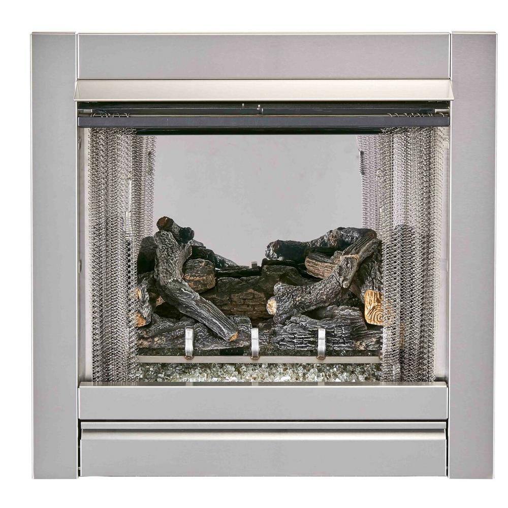 Duluth Forge Duluth Forge Vent Free Stainless Outdoor Gas Fireplace Insert With Fire Glass Media and Log Set - 24000 BTU 170093