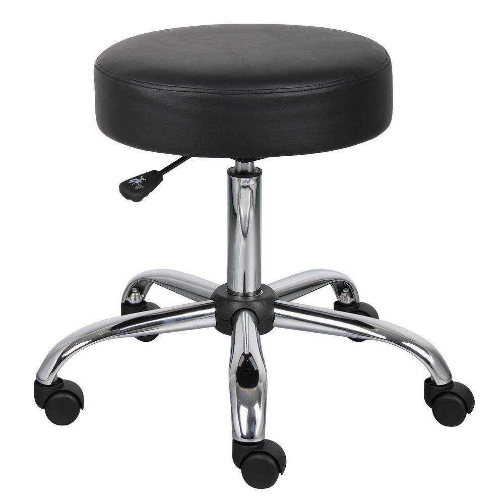 BOSS Office Products WorkPro BlackChrome Antimicrobial Vinyl Medical Stool B240-BK