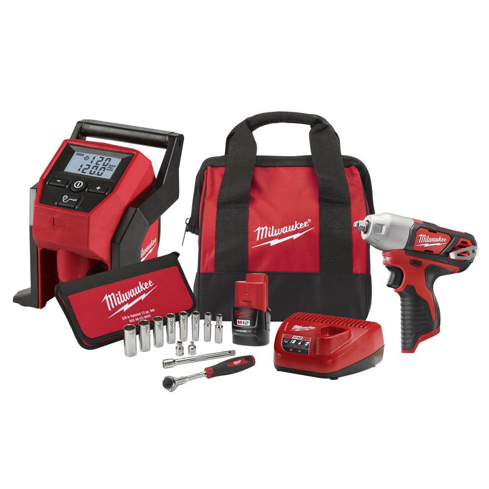 M12™ 3/8 in. Impact Wrench Kit w/Inflator ;