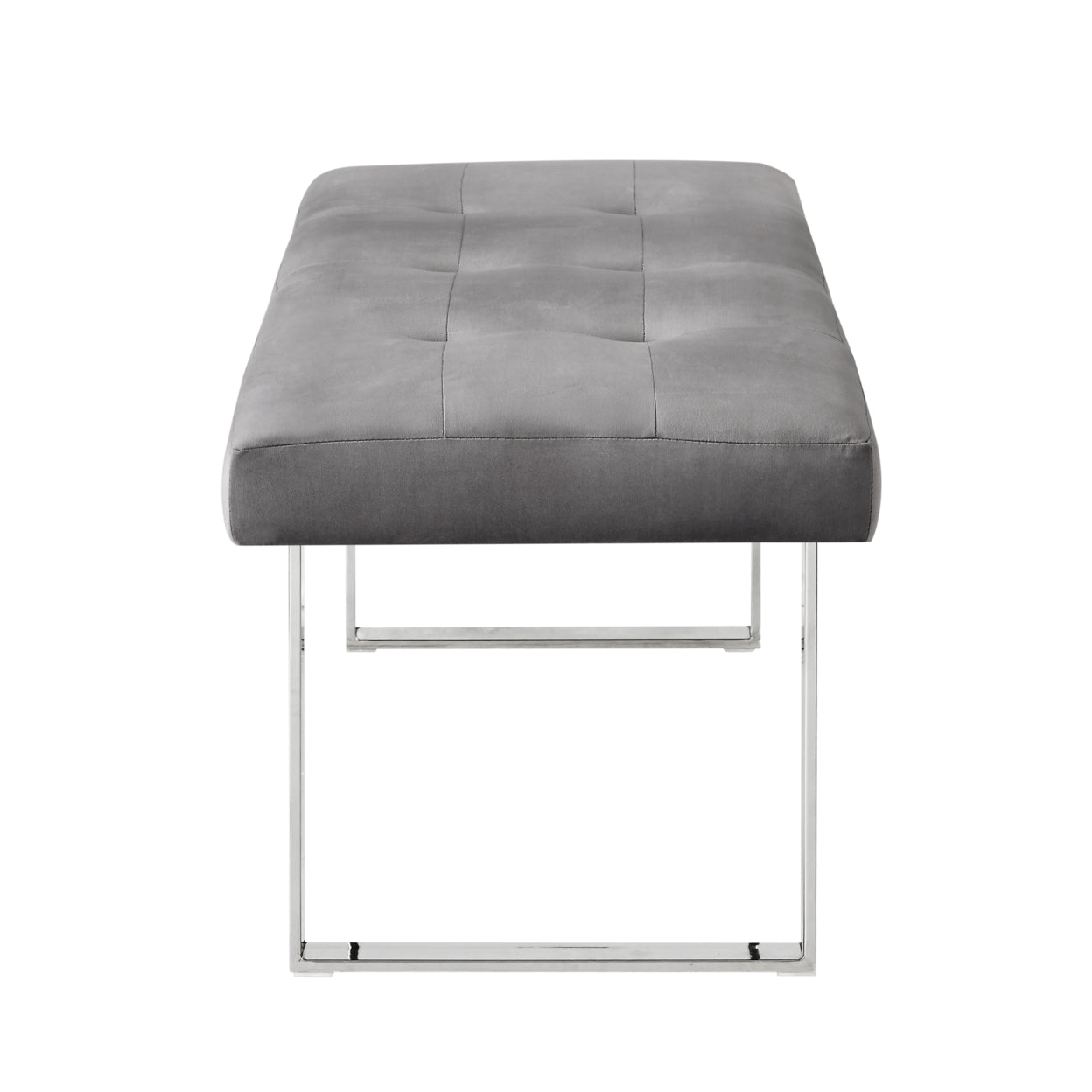 Estela Velvet Bench-Stainless Steel Legs-Tufted-Living-room, Entryway, Bedroom-by Inspired Home