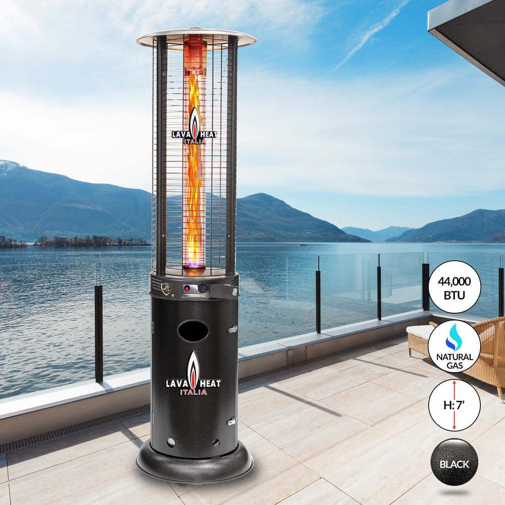 Lava Heat Italia 51,000 BTU Opus Lite-R-Line 7MGBL Hammered Black Natural Gas Patio Heater RL7MGBL