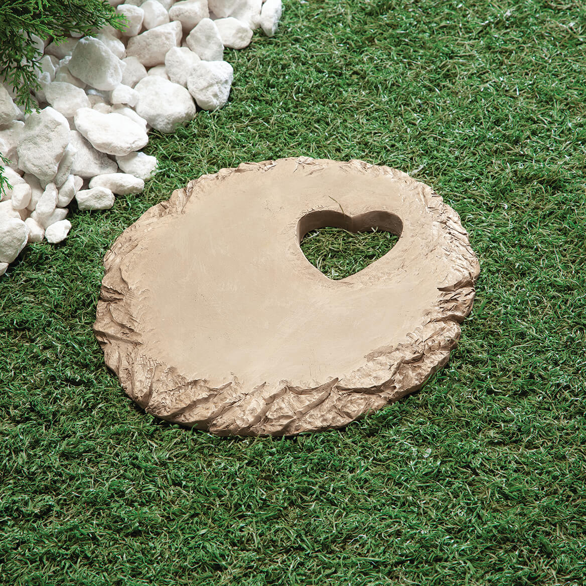 Garden Stone with Heart Cut-Out, Stepping Stone, Indoor/Outdoor Décor, Crafted With 100% Durable Resin – Measures 10” Diameter