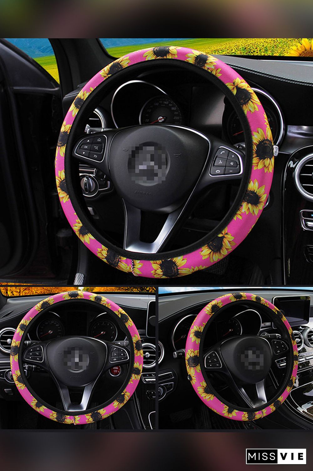 Sunflower Print Steering Wheel Cover MOQ 5pcs