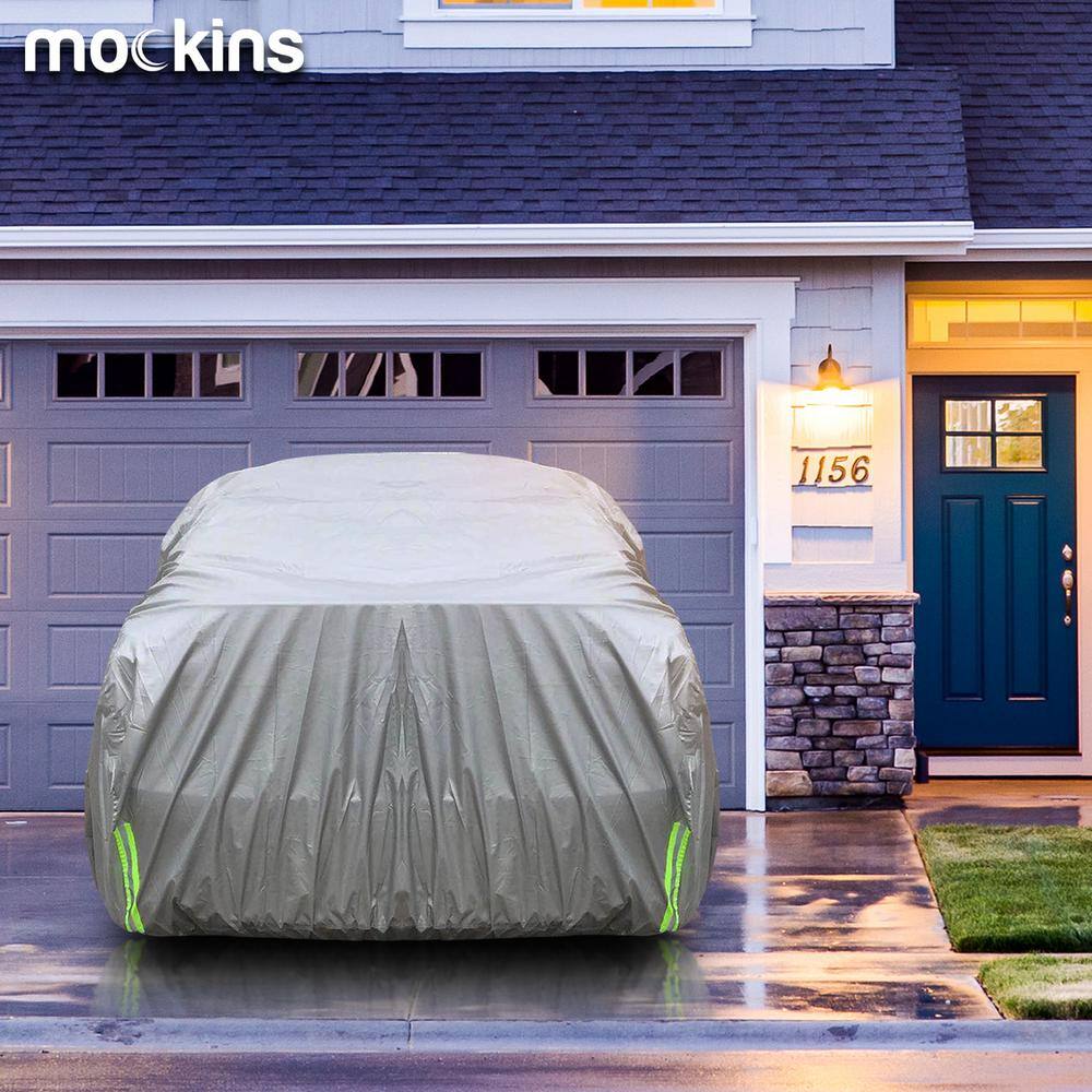 Mockins 190 in. x 75 in. x 60 in. Heavy-Duty 190T Silver Polyester Waterproof Car Cover MA-47