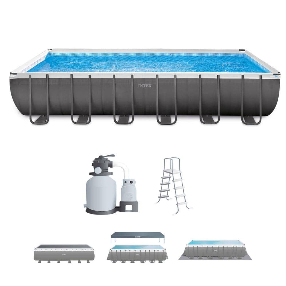 Intex 24 ft. x 12 ft. x 52 in. Rectangular Ultra XTR Frame Swimming Pool with Sand Filter 26363EH