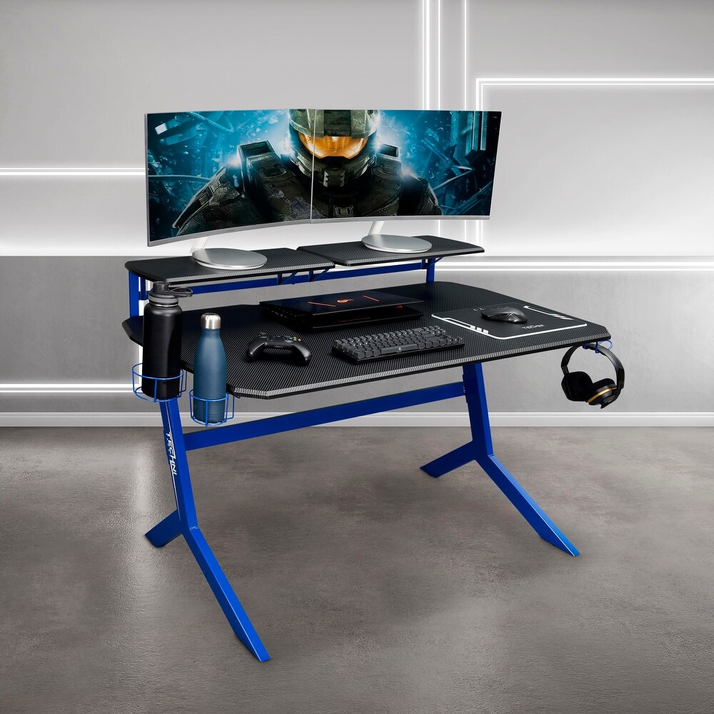 Dual Monitor Accommodating Desk with Elevated and Removable Stable Dual Shelves