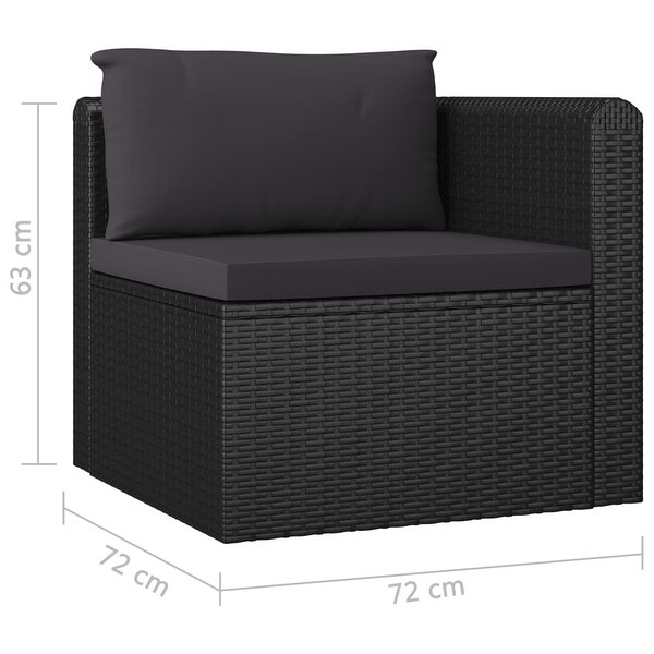 2 Piece Garden Sofa Set with Cushions Poly Rattan Black - Overstock - 35097610