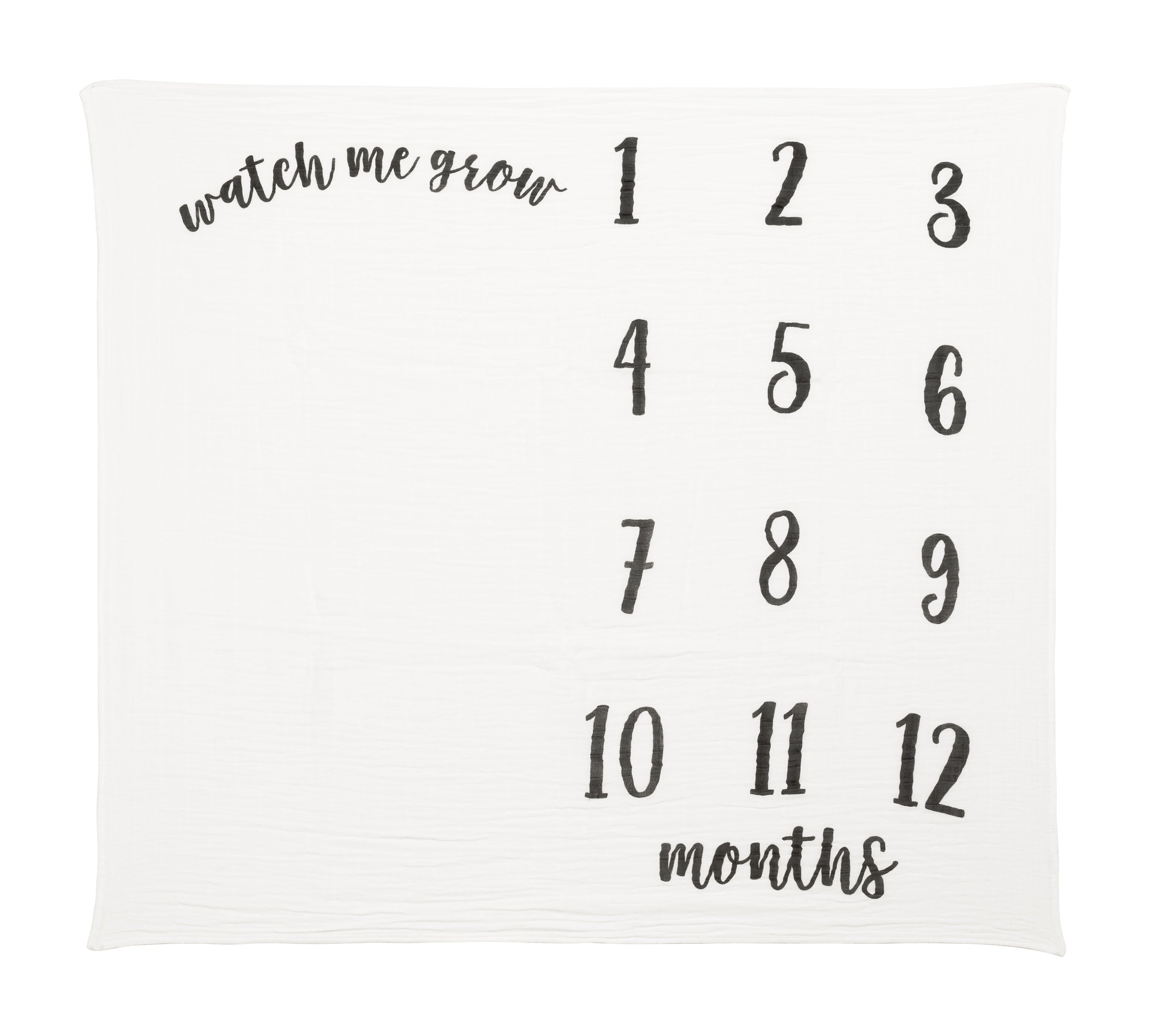 Little Pear Baby Milestone Marker Blanket, Gender-Neutral Baby Monthly Growth Chart, Black & White