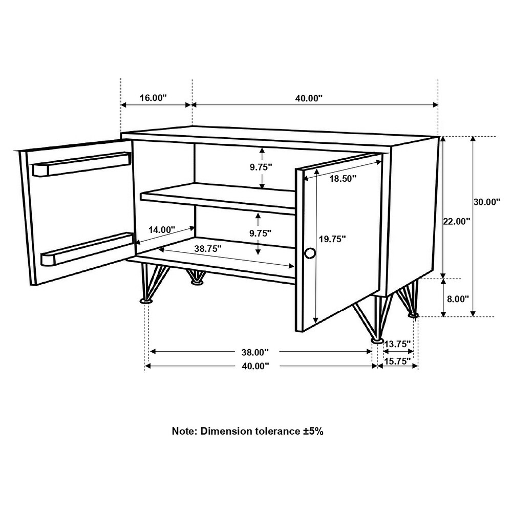 Coaster Furniture Eileen Rectangular 2 door Accent Cabinet Natural And White Washed   40.00'' x 16.00'' x 30.00''