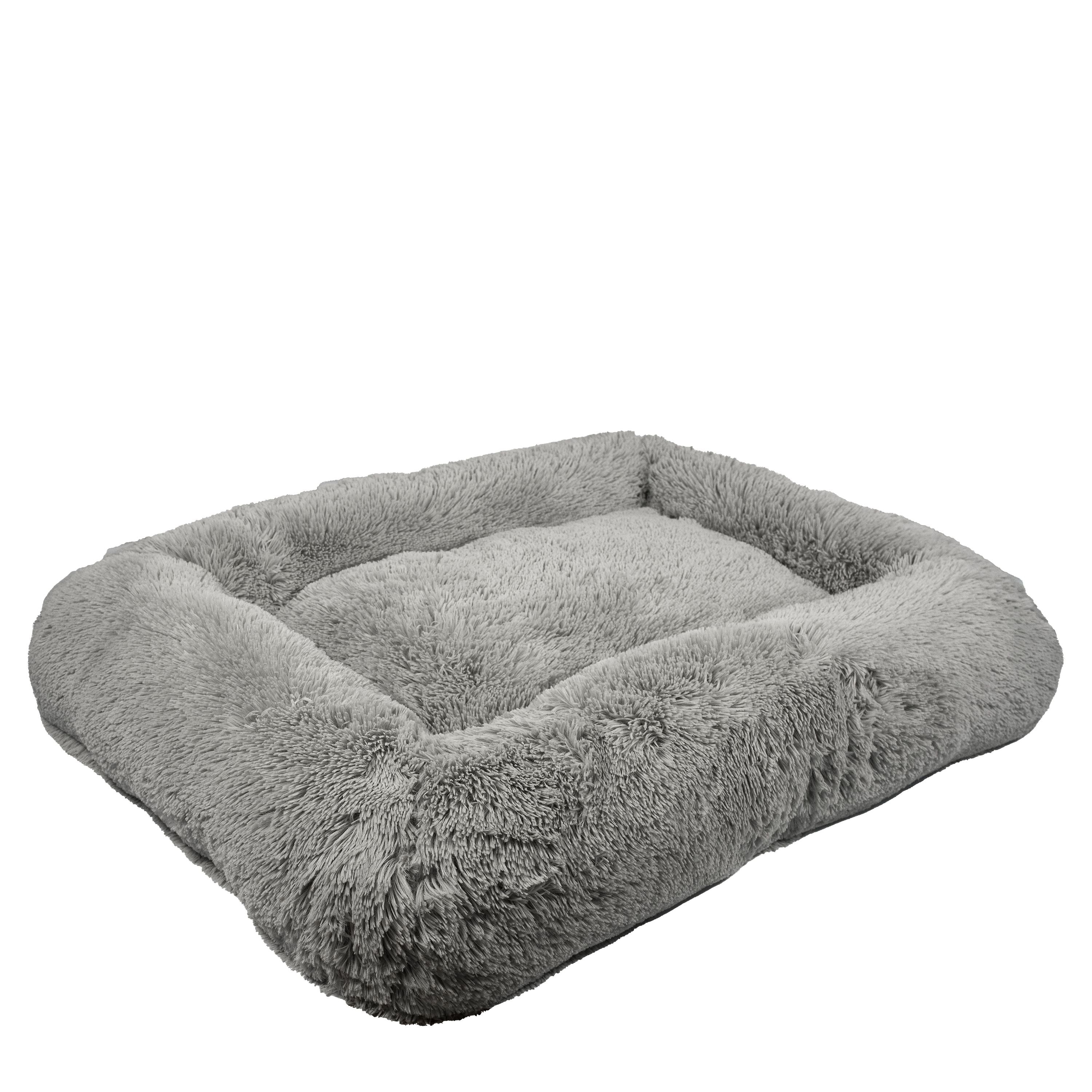 Vibrant Life Large Furry Bolster Dog Bed, Taupe