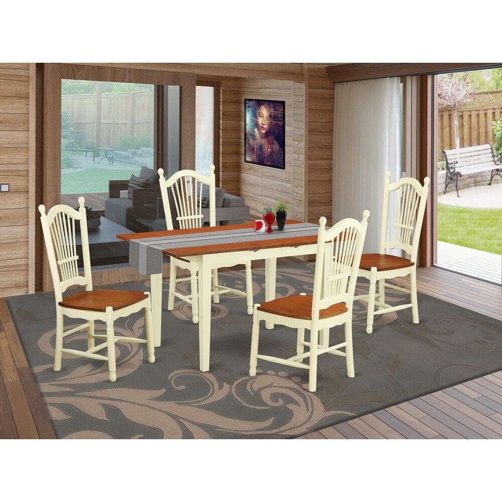 East West Furniture Dining Set Includes a Rectangle Dining Table and 4 Kitchen Chairs  Buttermilk   Cherry