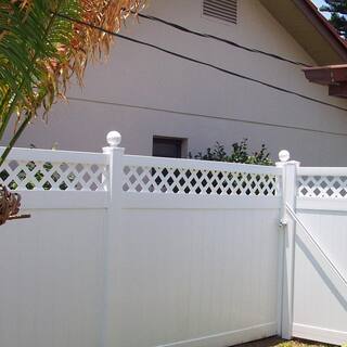 Weatherables Ashton 6 ft. H x 8 ft. W White Vinyl Privacy Fence Panel Kit PWPR-LAT-6X8