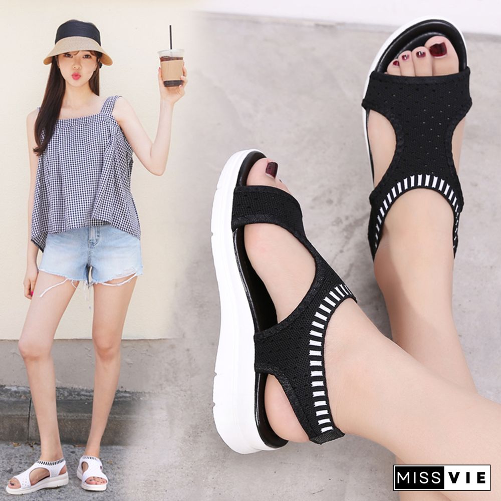 Women Sandals Breathable Comfort Shopping Ladies Walking Shoes Wedge Heels Summer Platform Sandal Shoes Mujer Plus Size 45