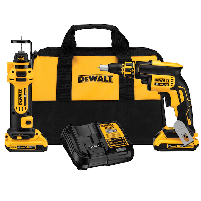 DEWALT DCK263D2 20-Volt MAX XR Cordless Drywall Screw Gun/Cut-out Tool Combo Kit (2-Tool) with (2) 20-Volt 2.0Ah Batteries and Charger