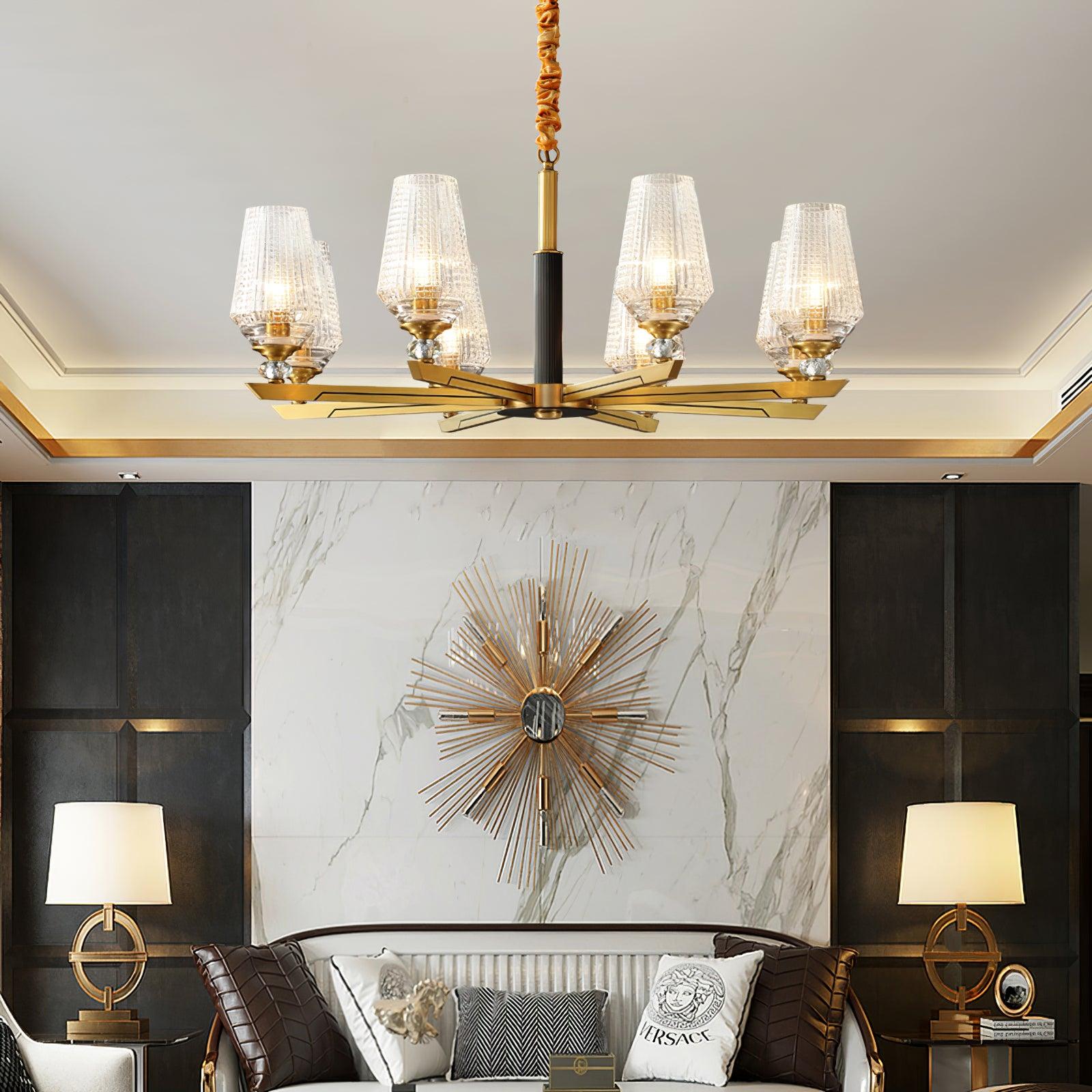 Orrefors Brass Chandelier