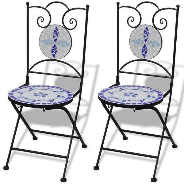 3 Piece Bistro Set Ceramic Tile Blue and White - Overstock - 35105528