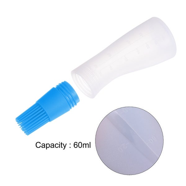 2pcs Silicone Oil Bottle Brush with Cap for Barbecue Cooking Baking， Blue