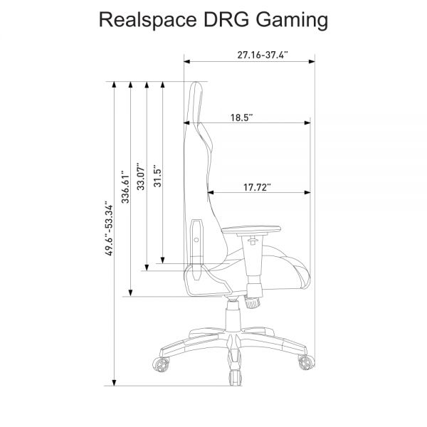 RS Gaming DRG High-Back Gaming Chair， Black/Gray