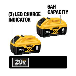 DW 20V MAX XR Premium Lithium-Ion 6.0Ah Battery Pack (2 Pack) DCB206-2