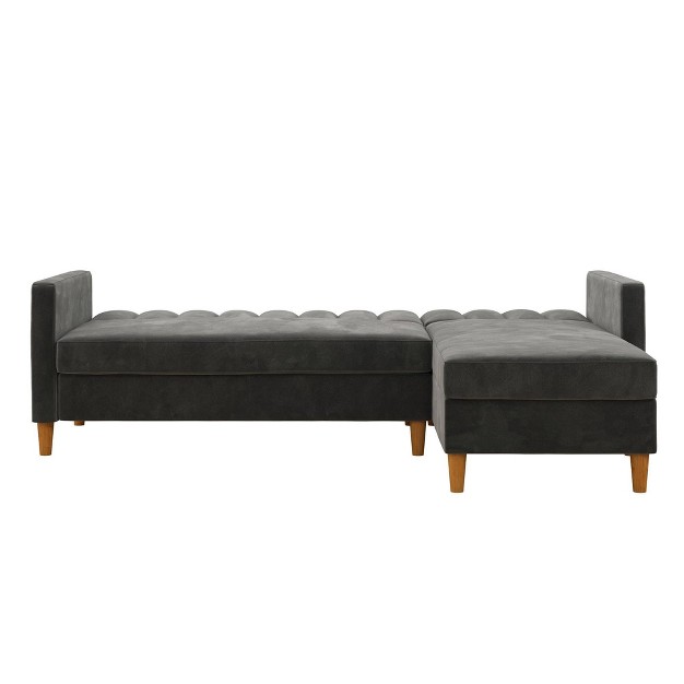 Delila Futon Sectional With Storage Dark Gray Velvet Room amp Joy