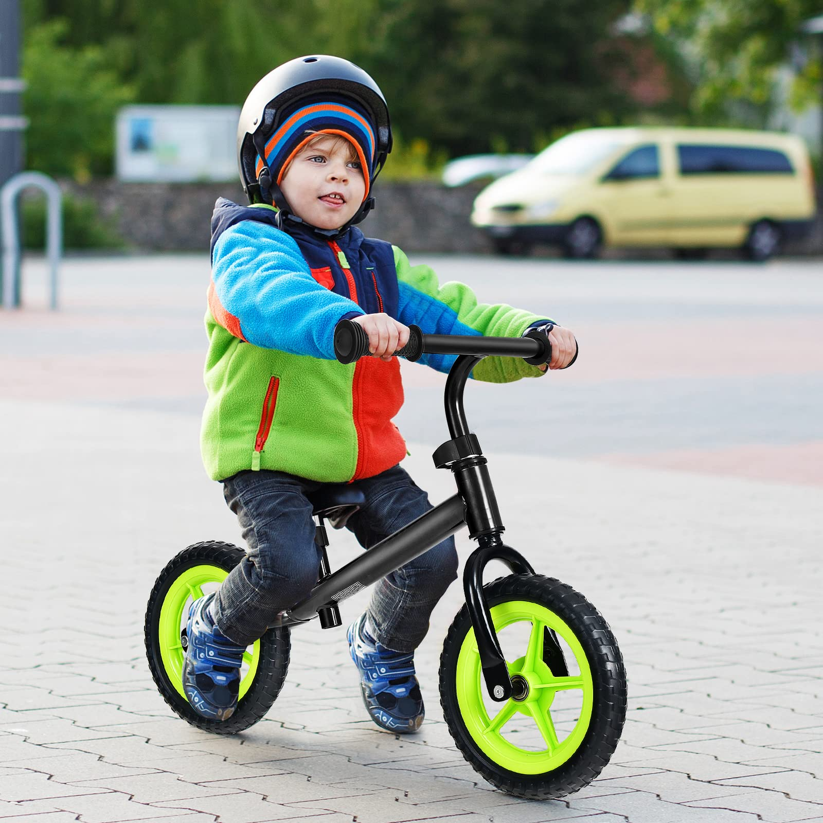 BABY JOY Kids Balance Bike, No Pedal Training Bicycle with Adjustable Handlebar & Seat and Puncture-Proof EVA Tires