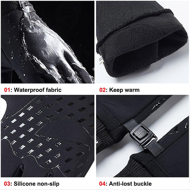 Winter Ski Gloves Men Cycling Bike Women Thermal Fleece Cold Wind Waterproof Touch Screen Bicycle Warm Running Skiing Mitten