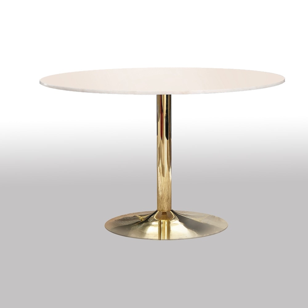 Round Dining Table in White And Gold