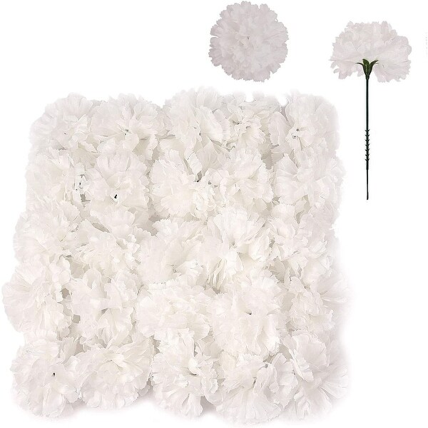 100 White Silk Carnation Picks