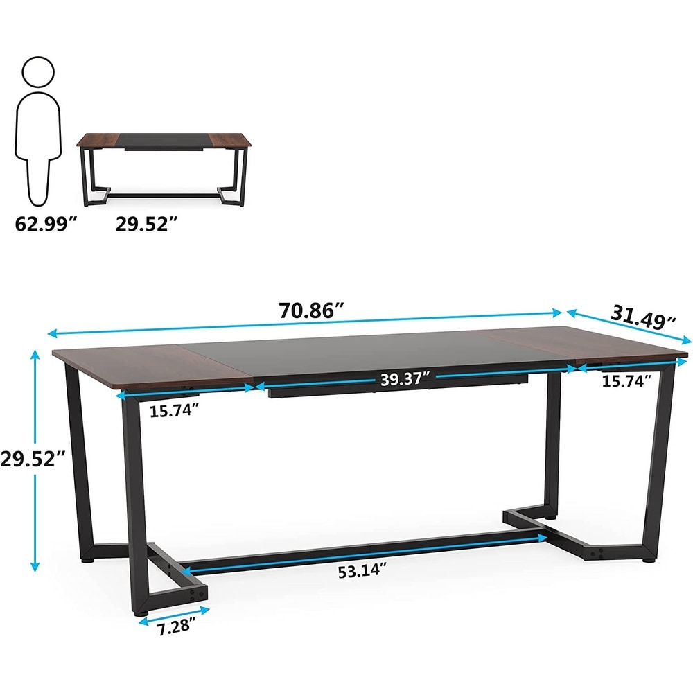 71 inch Dining Table for 6  Industrial Kitchen Table Dining Room Table   Brown