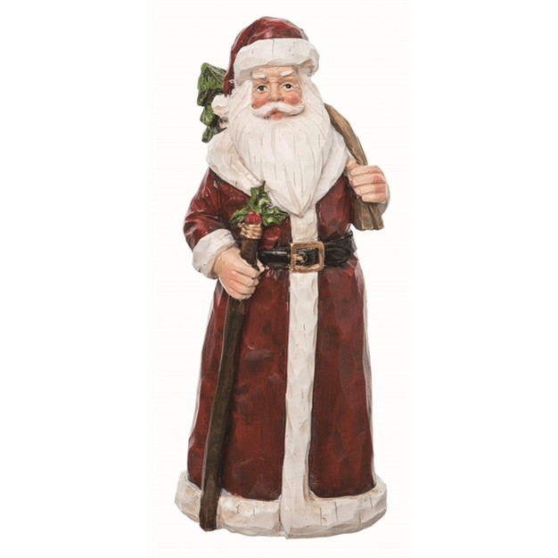 Transpac Resin Multicolored Christmas Carved Santa Figurine