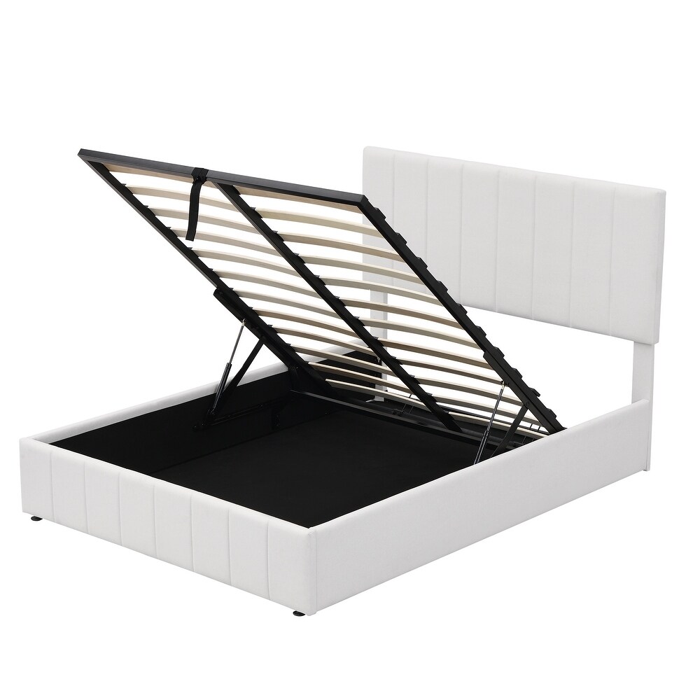 Upholstered Platform bed with a Hydraulic Storage System