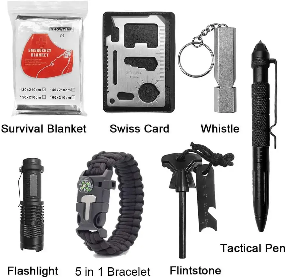 9 In 1 EDC Outdoor Emergency Tactical Survival Tool Kit Hunter Hiker for Boy Scout Camp