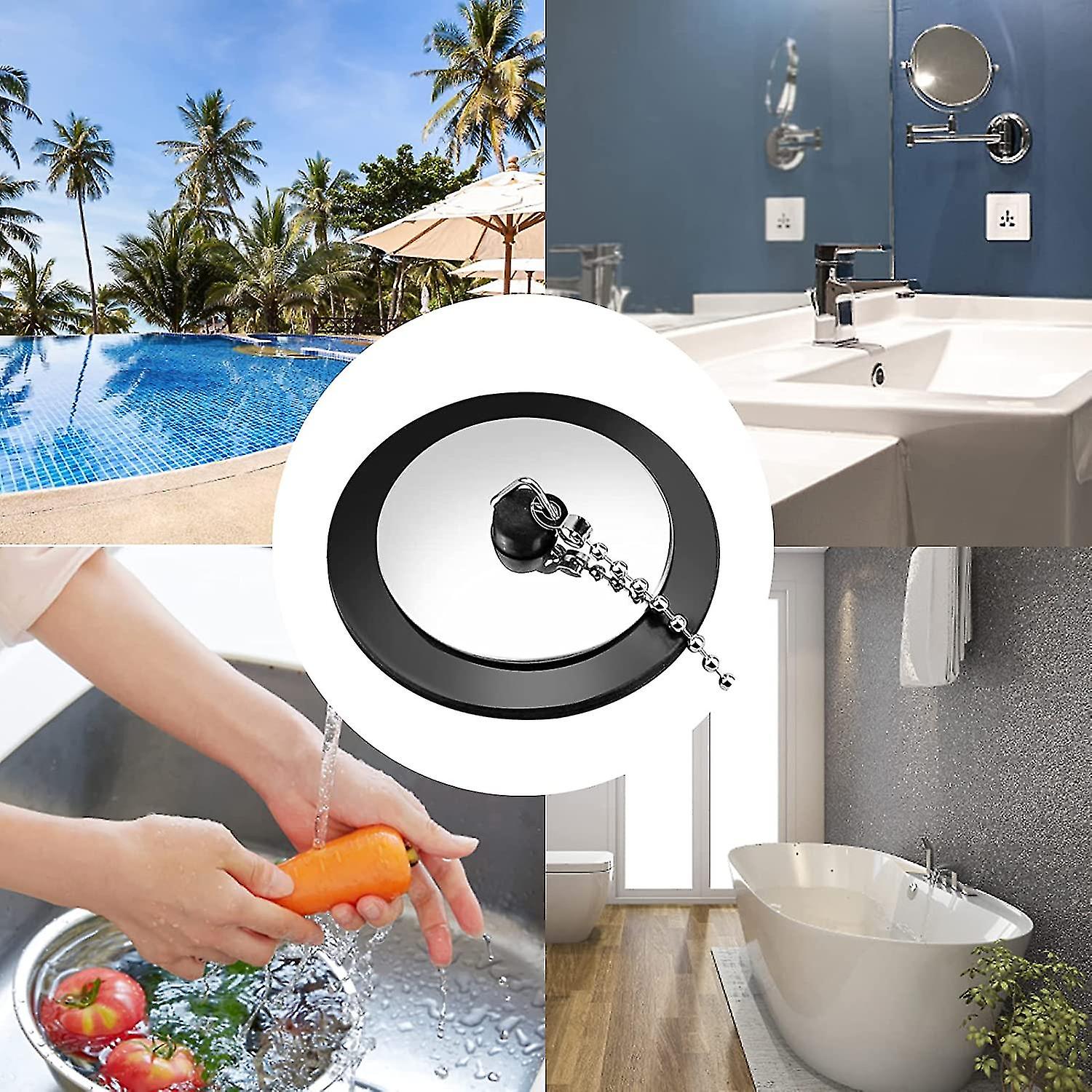 Other Sink Accessory Drain Plug With Metal Ball Chain Bathroom Drain Stopper Bathtub Stoppers Kitchen Sink Replacement Accessories2 Pieces 40cm Scroll