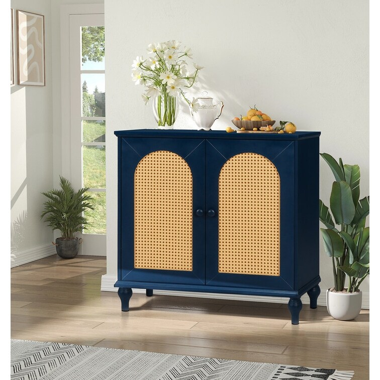 Rattan Storage Cabinet with Doors and Shelves  Rattan Sideboard and Buffet with Storage and Adjustable Shelves