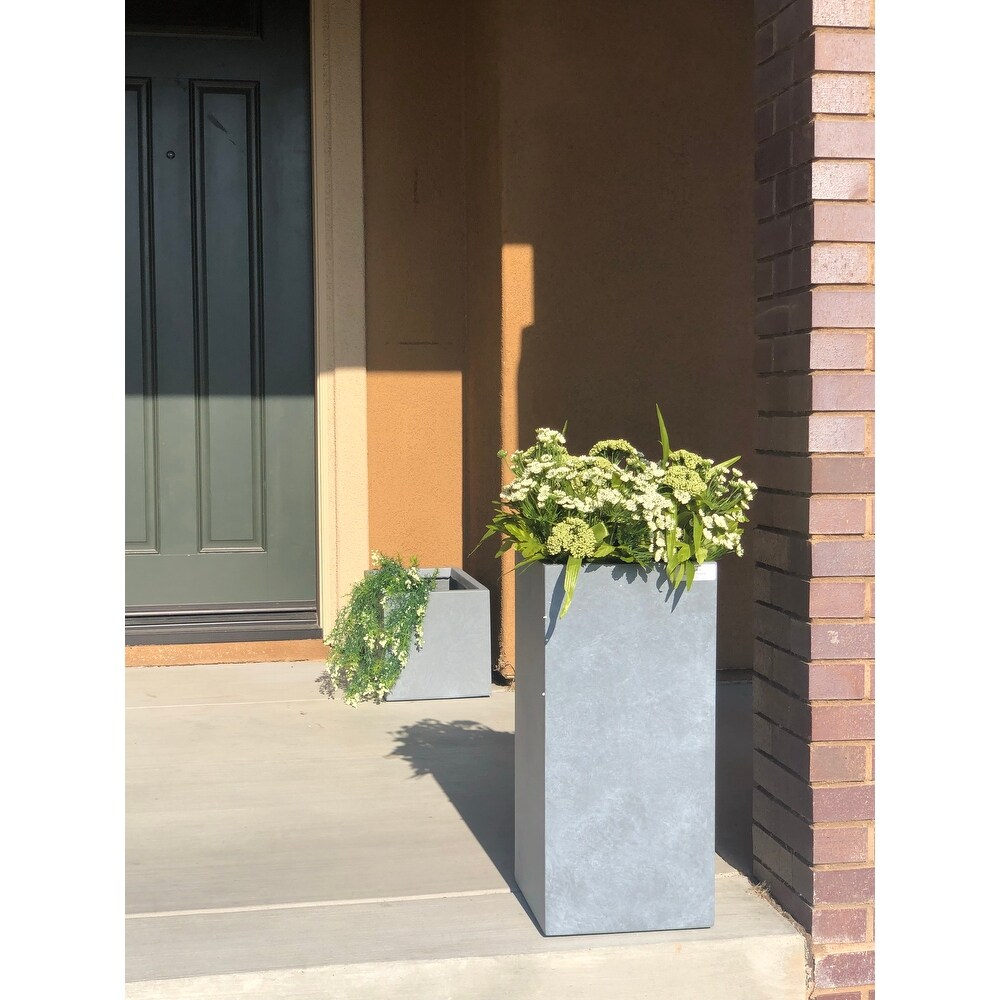 Durx litecrete Lightweight Concrete Cement Color Tall Planter Medium   11'x11'x23.6'