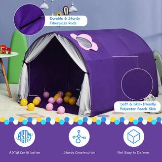 Costway Purple 2-Person Fabric Kids Bed Tent Play Tent with Carry Bag TY328040ZS