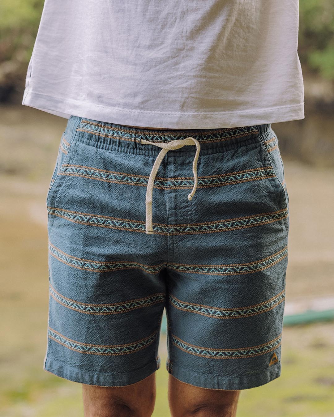 Drifter Organic Cotton Jacquard Shorts - Mediterranean Geo Stripe